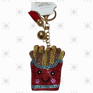 🦄 Bling Rhinestone Puffy Happy French Fries Bay Charm/Keychain!